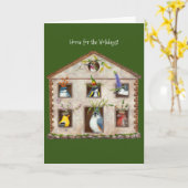 Zuhause für die Feiertage, geklappte Grußkarte Karte (Gelbe Blume)