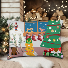 Zuhause für die Feiertage-Illustration Dekokissen