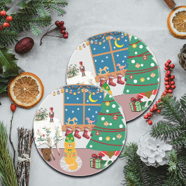 Zuhause für die Feiertage-Illustration Getränkeuntersetzer