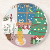 Zuhause für die Feiertage-Illustration Getränkeuntersetzer (Vorne)