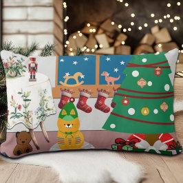 Zuhause für die Feiertage-Illustration Lendenkissen