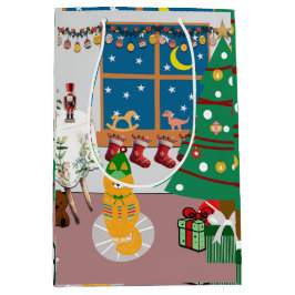 Zuhause für die Feiertage-Illustration Mittlere Geschenktüte