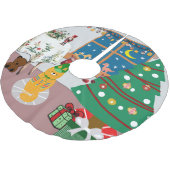 Zuhause für die Feiertage-Illustration Polyester Weihnachtsbaumdecke (Schrägansicht)