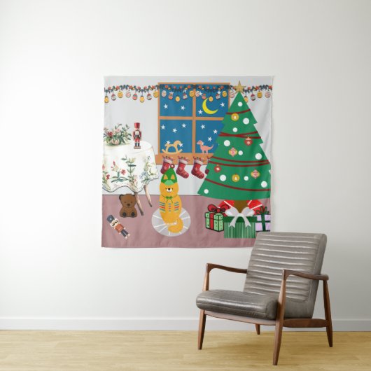 Zuhause für die Feiertage-Illustration Wandteppich (Beispiel)
