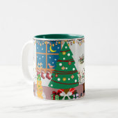Zuhause für die Feiertage-Illustration Zweifarbige Tasse (Vorderseite Links)
