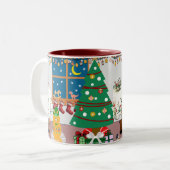 Zuhause für die Feiertage-Illustration Zweifarbige Tasse (Vorderseite Links)