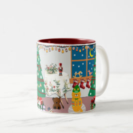 Zuhause für die Feiertage-Illustration Zweifarbige Tasse