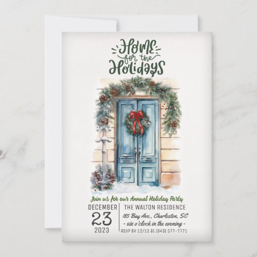 Zuhause für die Feiertage-Party Einladung (Vorderseite)