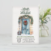 Zuhause für die Feiertage-Party Einladung (Stehend Vorderseite)