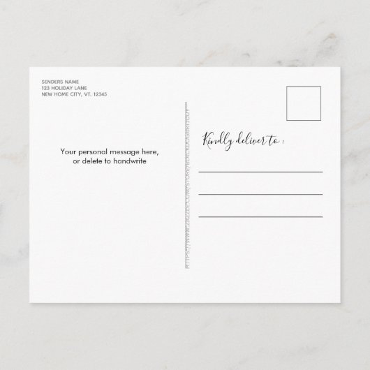 Zuhause für die Ferien Rot Kariert 3 Foto Bewegung Ankündigungspostkarte (Rückseite)