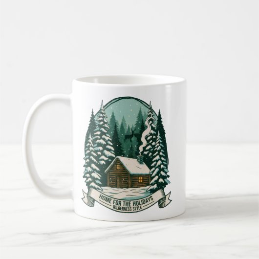 Zuhause für die Holidays Wilderness Cabin Art Kaffeetasse (Links)