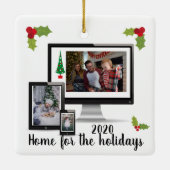 Zuhause für die virtuelle Holidays-Pandemie 2020 Keramikornament (Rückseite)
