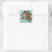 Zuhause für Feiertage Quadratischer Aufkleber (Tasche)