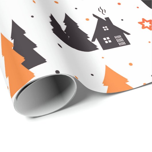 Zuhause für Feiertage | Weihnachten Geschenkpapier (Rolleneckpunkt)