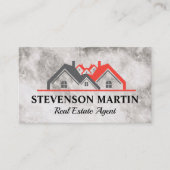 Zuhause für Real Anwesen | Marmortextur | QR-Code Visitenkarte (Vorderseite)