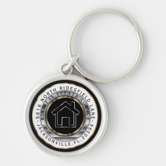 Zuhause für Schwarz, Gold und Silber - Realtor Cus Schlüsselanhänger (Vorne)