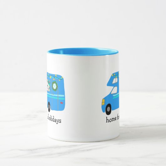 ZUHAUSE FÜR URLAUB Retro Christmas Camper CUSTOM Tasse (Zentrum)