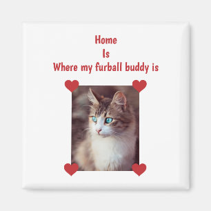 Zuhause Furball Buddy Cat Hund Mama Foto Herz hoch Magnet