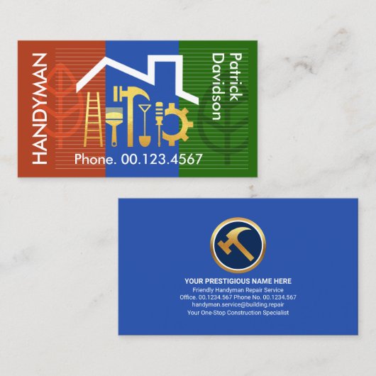 Zuhause Gebäude Landscape Gold Tools Visitenkarte (Vorne/Hinten)