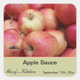 Zuhause gefertigte Apfelsaucenkrüge Quadratischer Aufkleber