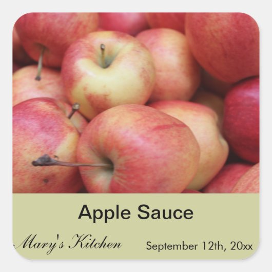 Zuhause gefertigte Apfelsaucenkrüge Quadratischer Aufkleber (Vorderseite)