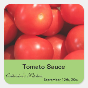 Zuhause gemachte Flaschenschilder aus Tomatensauce Quadratischer Aufkleber