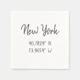 Zuhause GPS koordiniert Breitengrad Latitude New Y Serviette