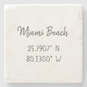 Zuhause GPS koordiniert Längengrad Latitude Miami  Steinuntersetzer (Vorderseite)