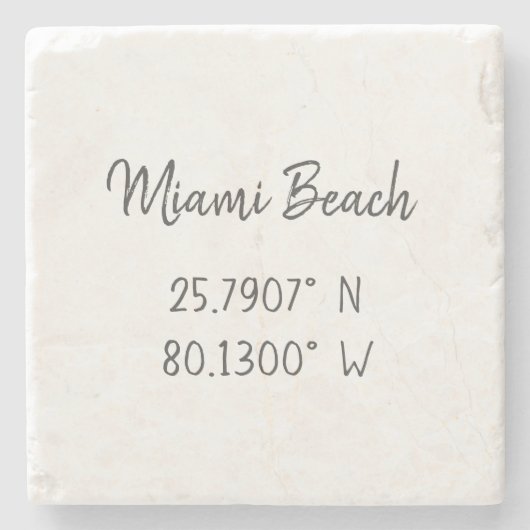 Zuhause GPS koordiniert Längengrad Latitude Miami  Steinuntersetzer (Vorderseite)