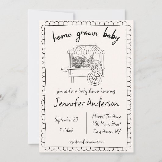 Zuhause Grown Baby Hand Drawing Baby Shower Einladung (Vorderseite)