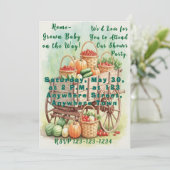 Zuhause-Grown Baby Shower Einladung mit Bauernwage (Stehend Vorderseite)