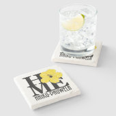 ZUHAUSE Haiku-Pauwela-gelber Hibiskus Steinuntersetzer (Seitenansicht)