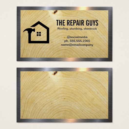 Zuhause-Hammer-Logo | Holzkörner | Metall (Vorne & Hinten)