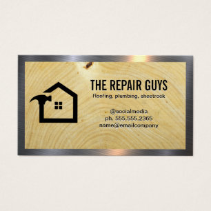 Zuhause-Hammer-Logo Holzkörner Metall