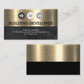 Zuhause-Hammer-Logo | Metallisches Gold-Schwarz-Ma Visitenkarte (Vorne/Hinten)