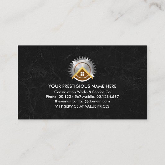 Zuhause Handyman Tools auf schwarzem Marmor Visitenkarte (Rückseite)
