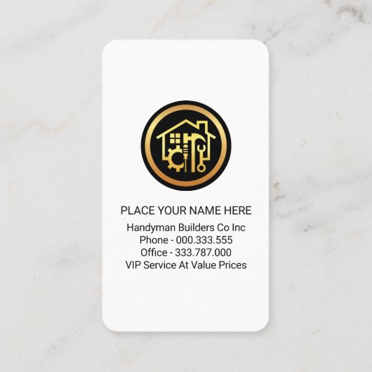 Zuhause Handyman Tools on Wood Visitenkarte (Rückseite)