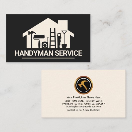 Zuhause Handyman Tools Silhouette Visitenkarte (Vorne/Hinten)