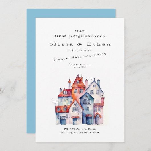 Zuhause - Haus-Erwärmung-Party Einladung (Vorne/Hinten)