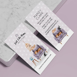 Zuhause Haustiere Sitzende Hunde und Katzen Schlaf Visitenkarte