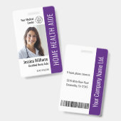 Zuhause Health Aide Certified Nurse Aide Foto ID Ausweis (Front & Back)