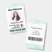 Zuhause Health Aide Certified Nurse Aide Foto ID Ausweis (Vorder- & Rückseite)