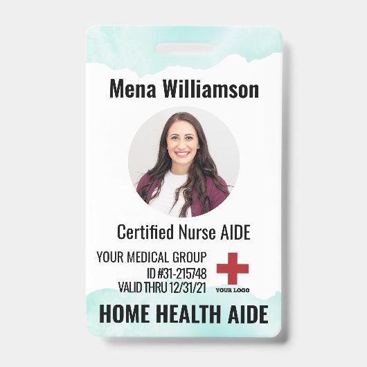 Zuhause Health Aide Certified Nurse Aide Foto ID Ausweis (Vorderseite)