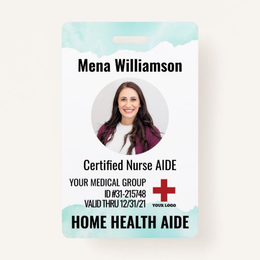 Zuhause Health Aide Certified Nurse Aide Foto ID Ausweis (Vorderseite)