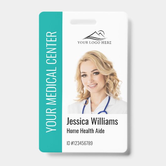 Zuhause Health Aide Medical Foto ID Aquamarin Ausweis (Front)