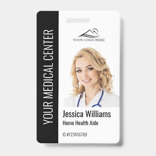 Zuhause Health Aide Medical Foto ID Black Ausweis (Front)