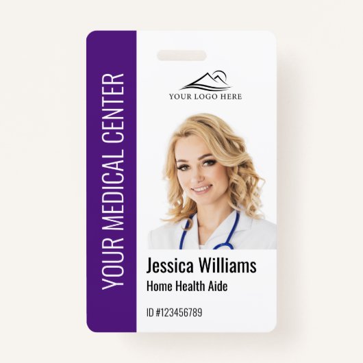Zuhause Health Aide Medical Foto ID Lila Ausweis (Vorderseite)