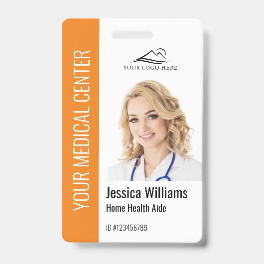 Zuhause Health Aide Medical Foto ID Orange Ausweis (Front)