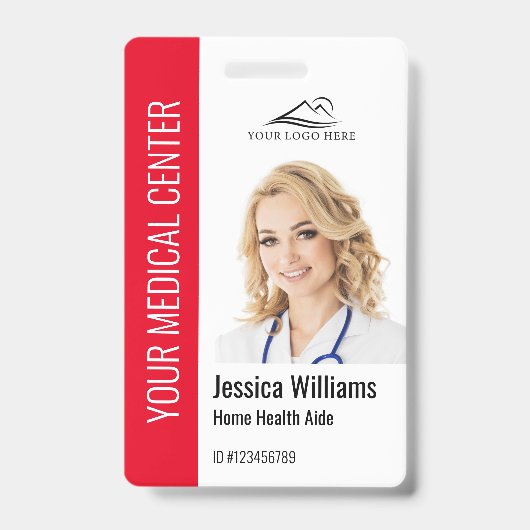 Zuhause Health Aide Medical Foto ID Red Ausweis (Front)