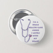 Zuhause Health Care Nurse Heart Button (Vorne & Hinten)
